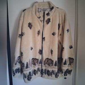 Glacier Gear Outdoor- Fleece, Full Zip, Bear Print Jacket. Mens L.